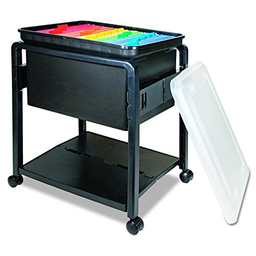 Book Cover Advantus Folding and Rolling File Cart with Lid, Letter or Legal Size, Black (55758)