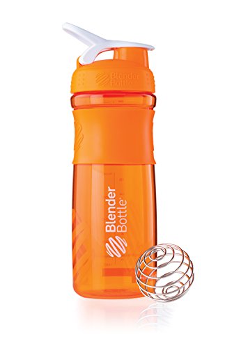 BlenderBottle SportMixer Tritan Grip Shaker Bottle, Orange/White, 28-Ounce