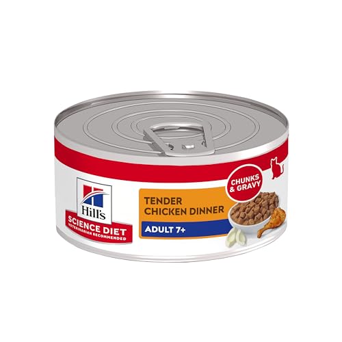 Hill's Science Diet Wet Cat Food, Adult 7+ for Senior Cats, Chunks & Gravy Tender Chicken Recipe, 5oz Cans, 24 Pack