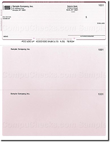 500 Computer Checks on Top - Printed - Compatible for QuickBooks - Burgundy Pinstripe