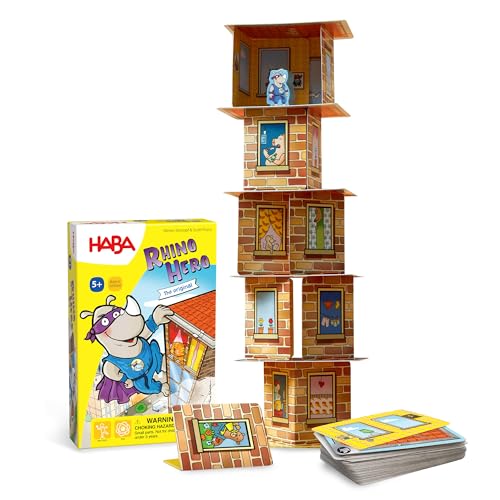 HABA 4789 Rhino Hero- A 3D stacking games for ages 5+