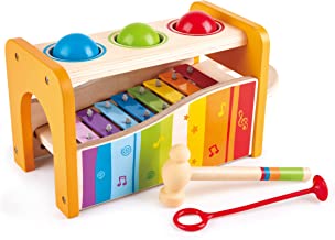 Hape Pound & Tap Bench with Slide Out Xylophone - Award Winning Durable Wooden Musical Pounding Toy for Toddlers Yellow Mower