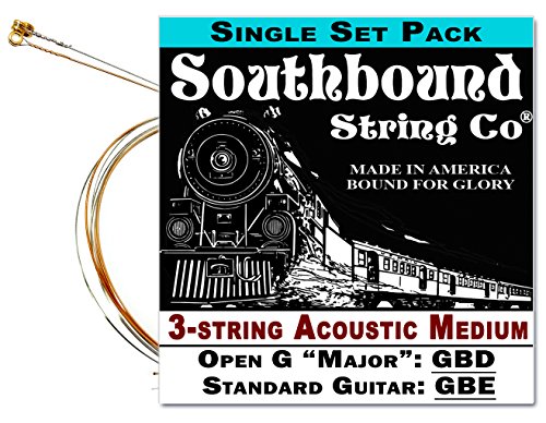 Book Cover Acoustic Medium 3-String Cigar Box Guitar Strings - Open G/Standard