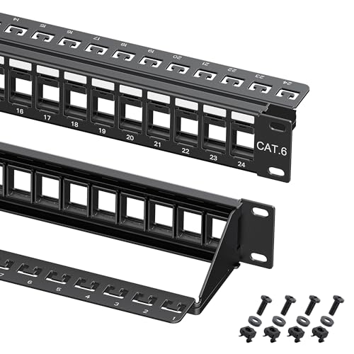 Cable Matters Rackmount or Wall Mount 24 Port Keystone Patch Panel (Blank Patch Panel for Keystone Jacks/Keystone Panel)