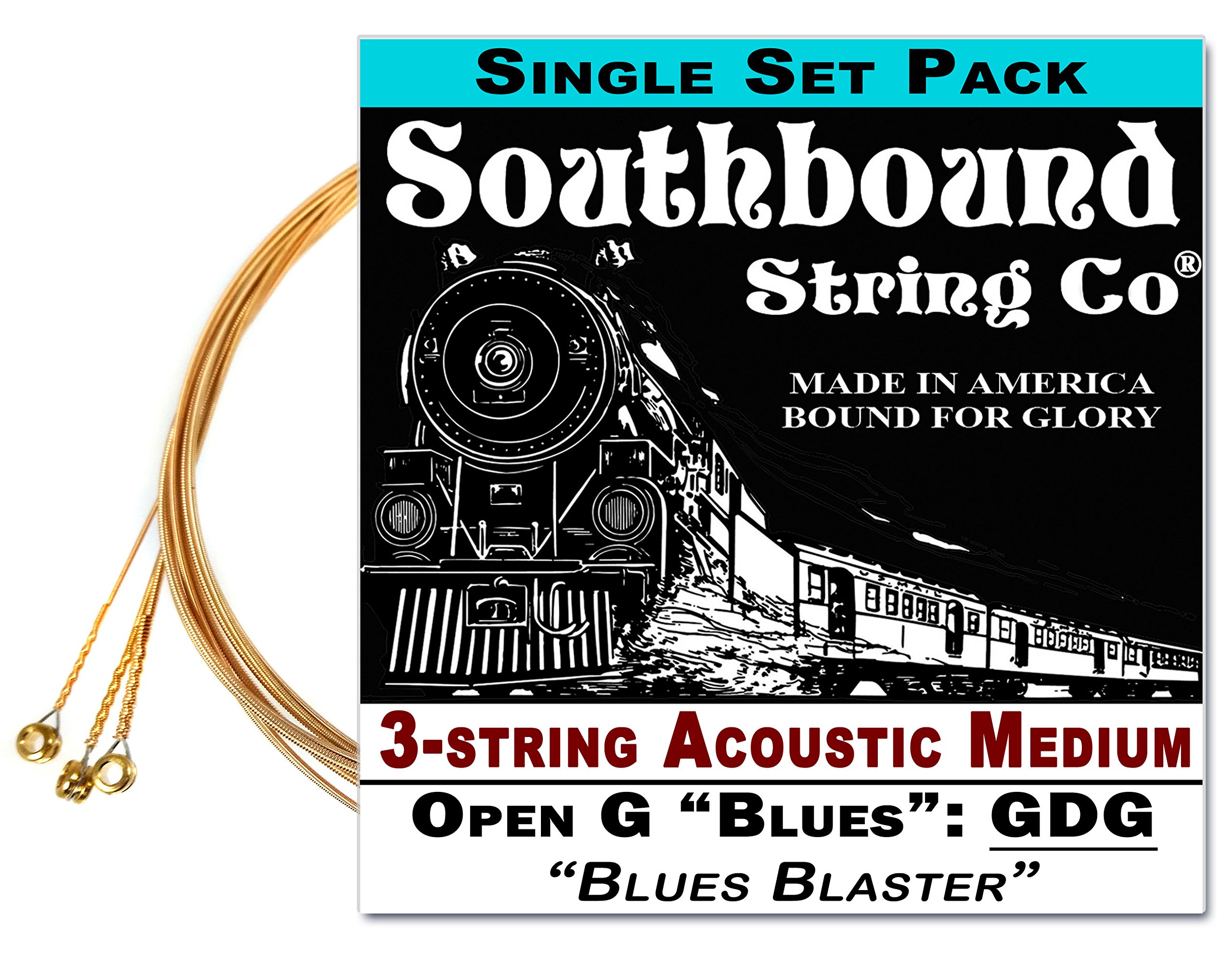 Book Cover Acoustic Medium 3-String Cigar Box Guitar Strings - Low Open G