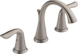 Delta Lahara Brushed Nickel Bathroom Faucet 3 Hole, 8 Inch Widespread Bathroom Sink Faucet for Vanity, Metal Push-Pop Drain Assembly, Stainless 3538-SSMPU-DST