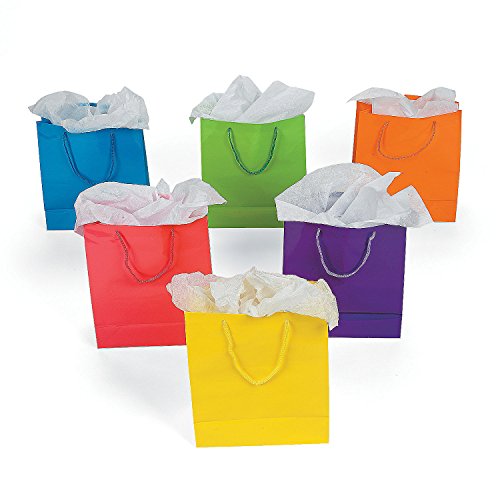 Fun Express Medium Neon Gift Bags, 1-Dozen, 9-Inch Tall