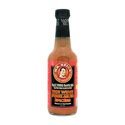Mr. Spice Organic Hot Wing Sauce - Salt-Free Marinade - Fat-Free - Gluten-Free - Vegetarian - Low Calorie