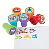 Assorted Multicolor Transportation Vehicle Plastic Stampers - 1.5" (Pack Of 24) - Fun & Durable Activity For Kids & Art Projects