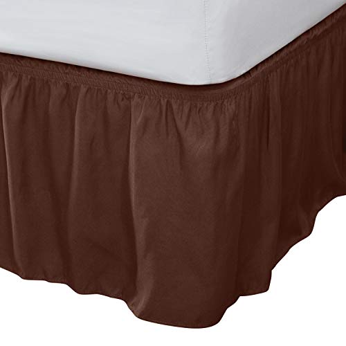 Book Cover Home Details Dust Ruffle Bed Skirt, Queen/King, Chocolate
