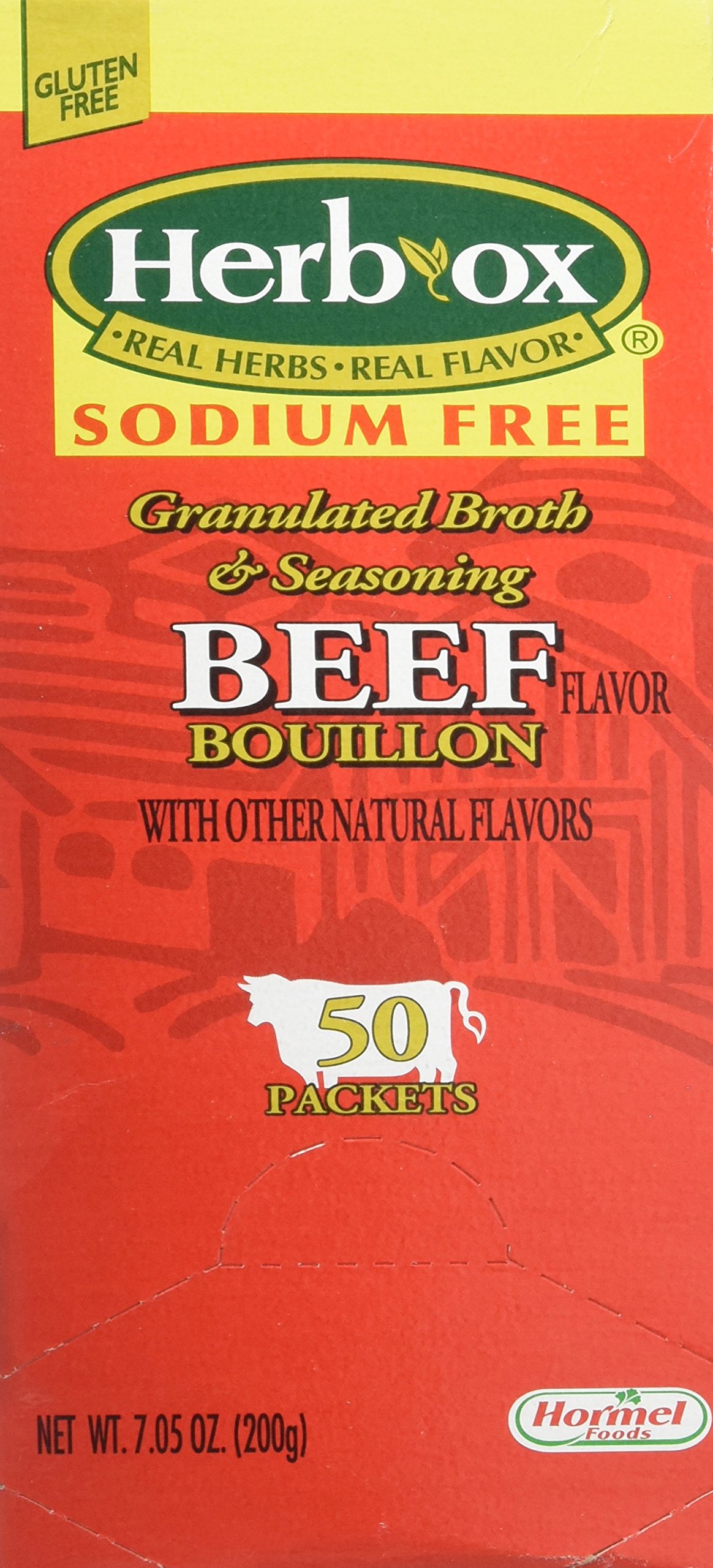 Hormel Herb Ox Beef Bouillon Sodium Free 50 Packets Orange 50 Count (Pack of 1)