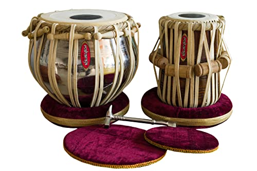 Tabla Set by Maharaja Musicals, Basic Tabla Drums Set, Steel Bayan, Dayan with Book, Hammer, Cushions and Cover - Perfect Tablas for Students and Beginners on Budget (PDI-IB) Tabla Drum, Indian Tabla Hand Drums