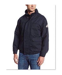 Bulwark Flame Resistant 7 oz Twill Cotton/Nylon ComforTouch Lined Bomber Jacket, Navy, X-Large