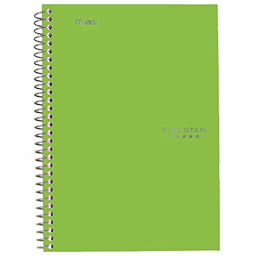 Five Star Spiral Notebook, 2 Subject, College Ruled Paper, 100 sheets, 9-1/2" x 6", Lime (72134)