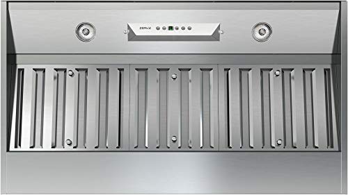 Zephyr 36 inch Essentials Power Monsoon I Ducted/Ductless Built In/Insert Range Hood - 600 CFM Powerful Kitchen Cabinet Vent Hood - Airflow Control and Stainless Steel Filter, LED Lights AK9234BS