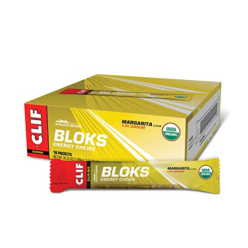 CLIF BLOKS - Energy Chews - Margarita- 3X Sodium for added Electrolytes- Non-GMO- Plant Based Food- Fast Fuel for Cycling and Running-Workout Snack - (Assortment May Vary), 2.12 Ounce (Pack of 18)