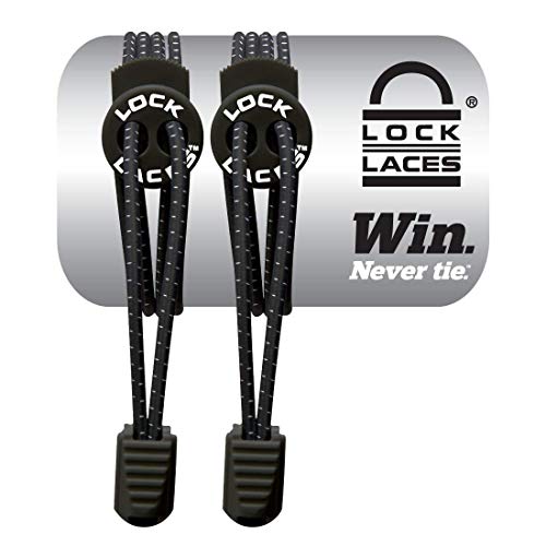 LOCK LACES (Elastic No Tie Shoelaces (Black, 48-Inch)