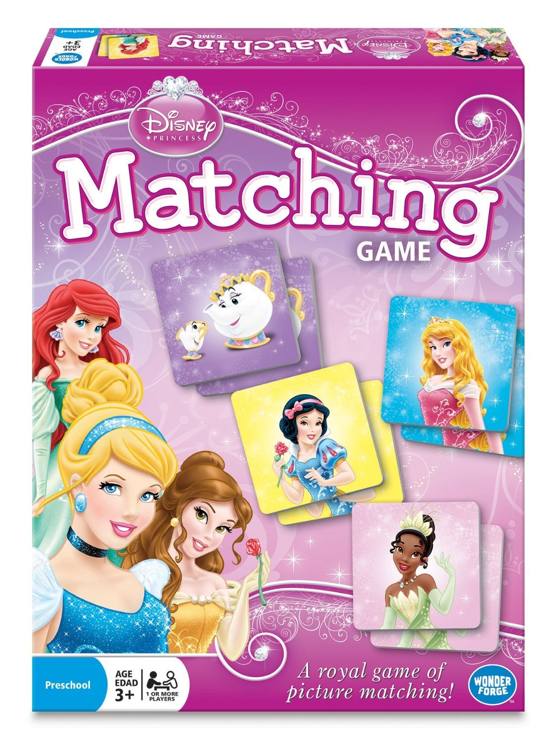 Book Cover Disney Princess Matching Game by Wonder Forge | For Boys & Girls Age 3 to 5 | A Fun & Fast Disney Memory Game for Kids | Cinderella, Jasmine, Mulan, and more