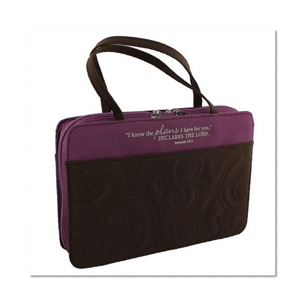 Purple Micro-Fiber Purse-Style Quilt Stitched Bible / Book Cover - Jeremiah 29:11 (Large)