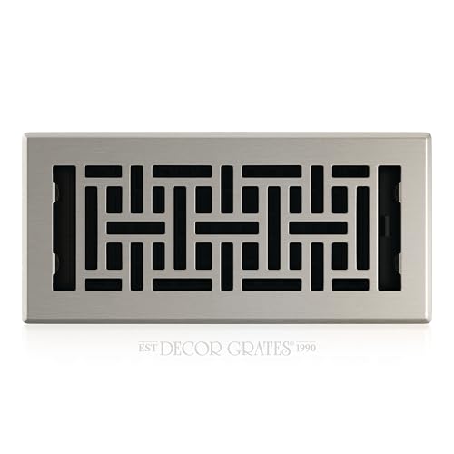 Decor Grates AJH410-NKL Oriental Floor Register, Brushed Nickel Finish, 4 x 10-Inch