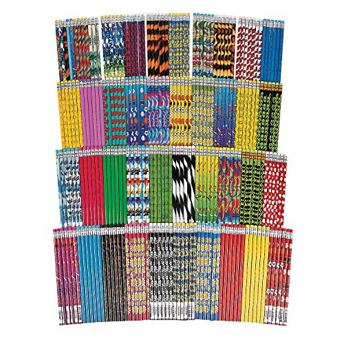 Mega Pencil Assortment - Assorted Bulk Pencils - 250 Designed Cute Pencils with Eraser for Classroom Prize, Kids Party Favors, Rewards, Prizes, Giveaways, Souvenirs, Carnivals, School Supplies