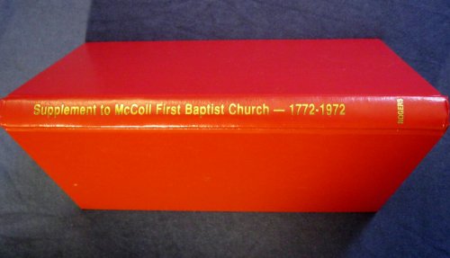 Supplement to McColl First Baptist Church-1772-1972
