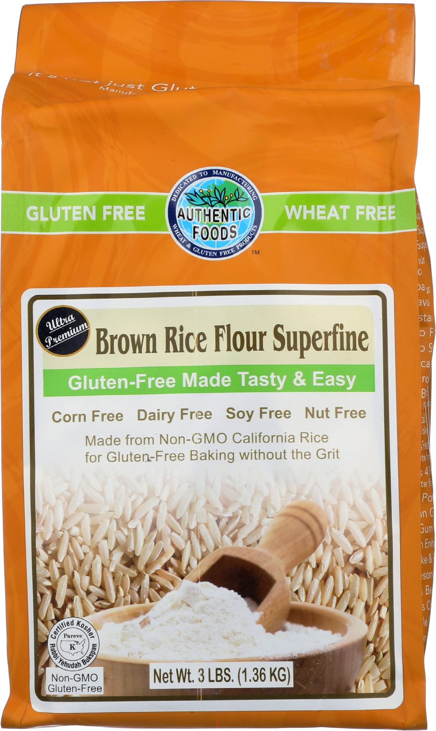 Book Cover Authentic Foods Superfine Brown Rice Flour - 3lb