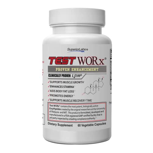 Superior Labs - Test Worx Natural Testosterone Booster Supplement - Clinically Proven LJ100 and 8 Other Powerful Ingredients for Drive, Stamina, Endurance & Strength