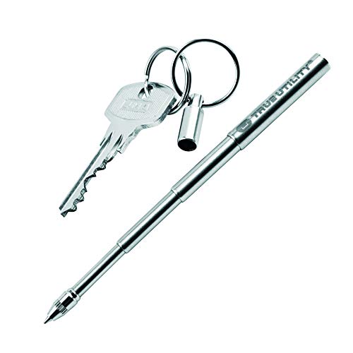 TRUE TelePen Stainless Steel Telescoping Utility Keychain Ballpoint Pen: Smallest Pocket Penwith Ink Refills, Coolest Accessories, Dad Gadget