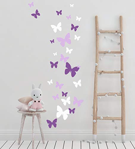 Butterfly Wall Decals Beautiful Girls Wall Stickers Wall Art Vinyl Stickers for Bedroom Peel and Stick Kids Room Decor Nursery Toddler Teen Decorations Playroom Birthday Gift (Lilic,Lavender,White)