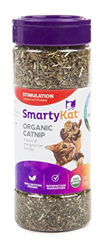 SmartyKat Catnip Natural Pure & Potent Attractant, Stimulating Positive Training Aid for Cats & Kittens, Resealable Shaker Canister, 2 Ounces