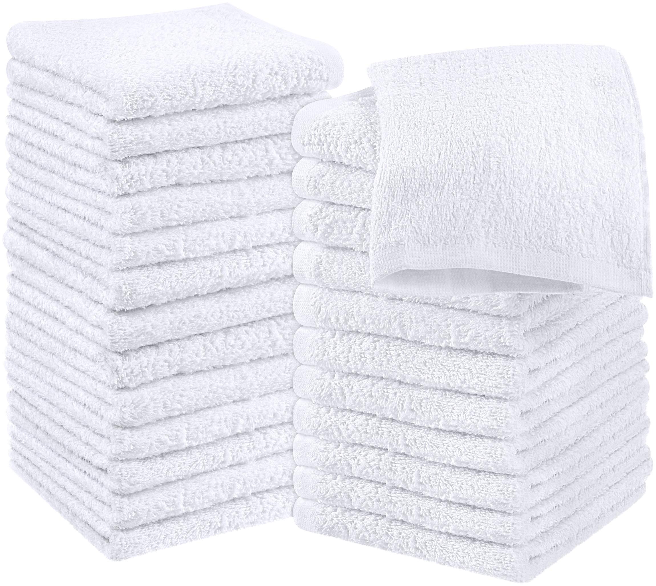 Book Cover Utopia Towels Cotton Washcloths Set - 100% Ring Spun Cotton, Premium Quality Flannel Face Cloths, Highly Absorbent and Soft Feel Fingertip Towels (24 Pack, White) White 24