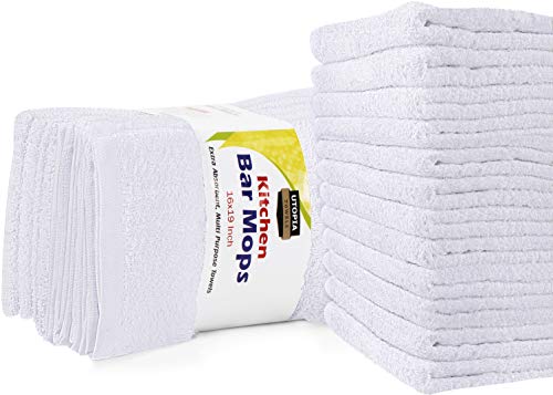 Book Cover Utopia Cotton Bar Mops Kitchen Towels, 12-Pack, White
