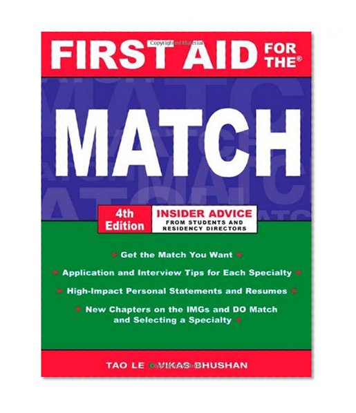 First Aid for the Match, Fourth Edition (First Aid Series)