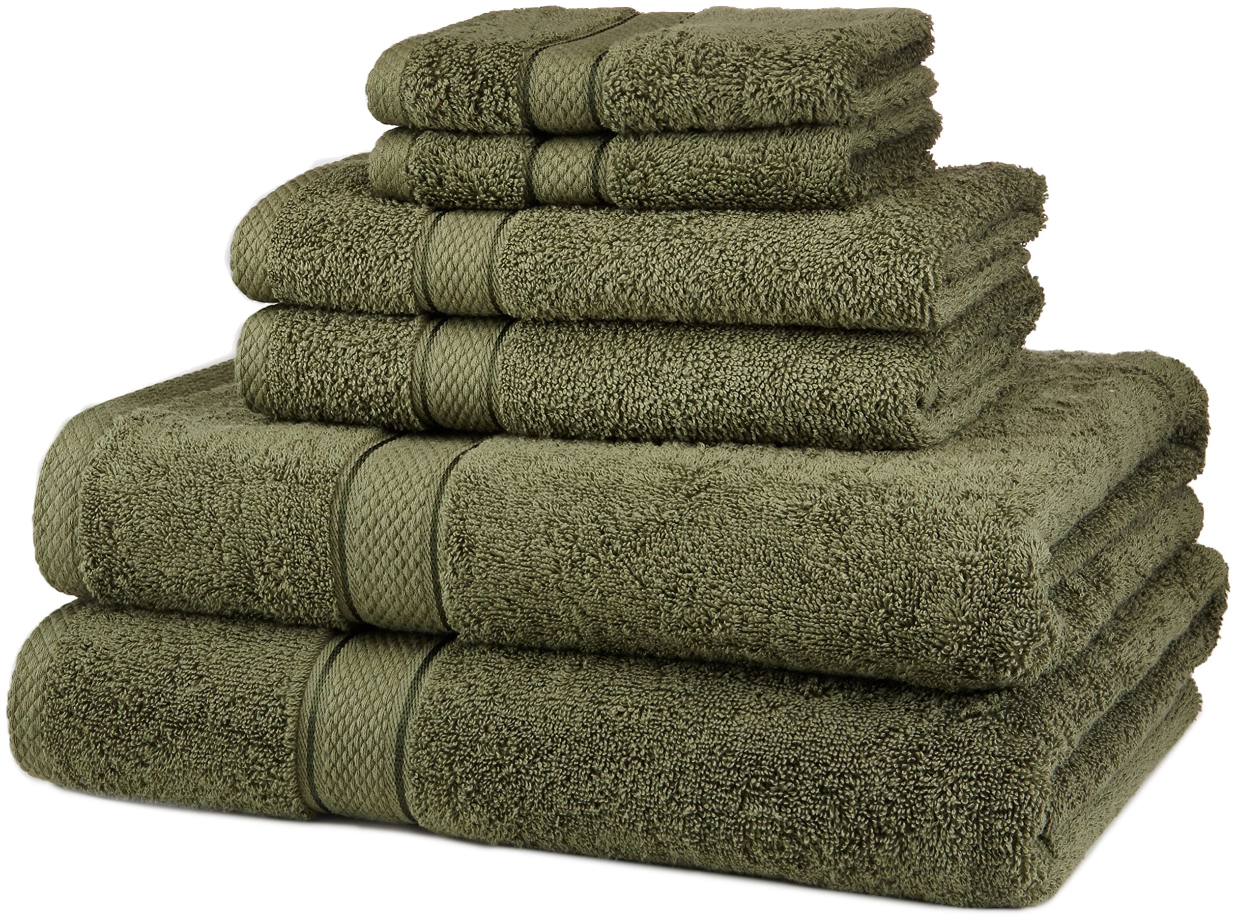 Book Cover Amazon Brand – Pinzon 6 Piece Blended Egyptian Cotton Bath Towel Set - Moss