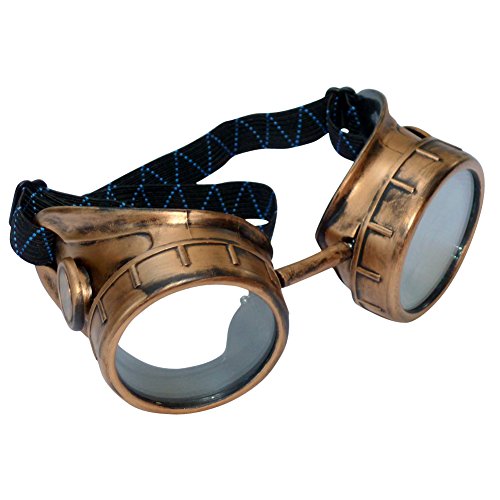 Steampunk Goggles Victorian Style Vintage Design in Antique Gold Tone,Dystopian Society Look (Clear)