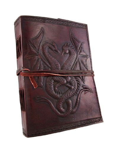 Book Cover Embossed Leather Dual Dragons 120 Leaf Journal