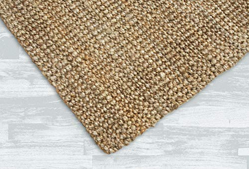 Book Cover Irongate Classic Jute Solid Handwoven Reversible Ribbed Jute Area Rug, 4' X 6', Natural