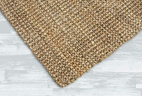 Irongate Classic Jute Solid Handwoven Reversible Ribbed Jute Area Rug, 4' X 6', Natural