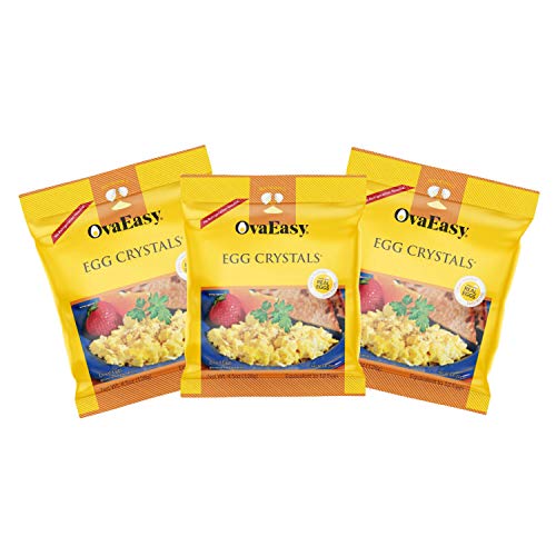 OvaEasy Dehydrated Egg Crystals â€“ 4.5oz. (128g) Bag â€“ Powdered Eggs Made From All-Natural Ingredients â€“ Easy-To-Prepare Egg Powder â€“ Dehydrated Food Perfect for Camping & Backpacking (3-pack of 4.5 oz. bags)