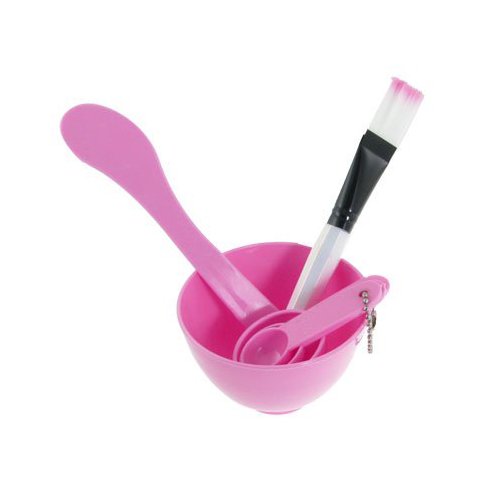Facial Skin Care Mask Mixing Bowl Stick Brush Gauge Spoon Set Pink by