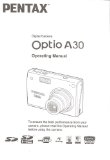 Pentax Optio A30 Digital Camera Original Operating Manual