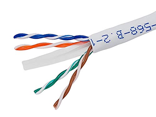 Monoprice Cat6 Ethernet Bulk Cable - Network Internet Cord - Solid, 500Mhz, UTP, CMR, Riser Rated,  Pure Bare Copper Wire, 23AWG, 1000ft, White - 108108
