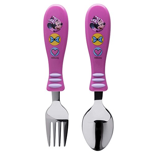 Book Cover Zak Designs Minnie Easy Grip Flatware Fork And Spoon Utensil Set â€“ Perfect for Toddler Hands With Fun Characters, Contoured Handles And Textured Grips, Minnie Bowtique