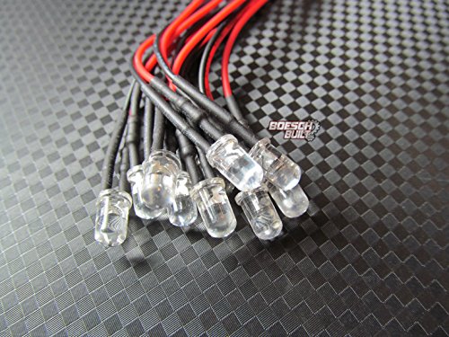 Boesch Built Qty 10- LED Lights- 3mm, 5mm, 8mm, 10mm pre Wired 12 Volt LEDs- 12V White, Red, Blue, Orange, Green (5mm, Blue)