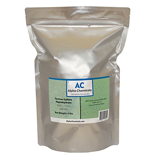 Book Cover Alpha Chemicals Ferrous Sulfate Heptahydrate - FeSO4*7H2O - 20% Iron - Very Soluble - 5 Pounds