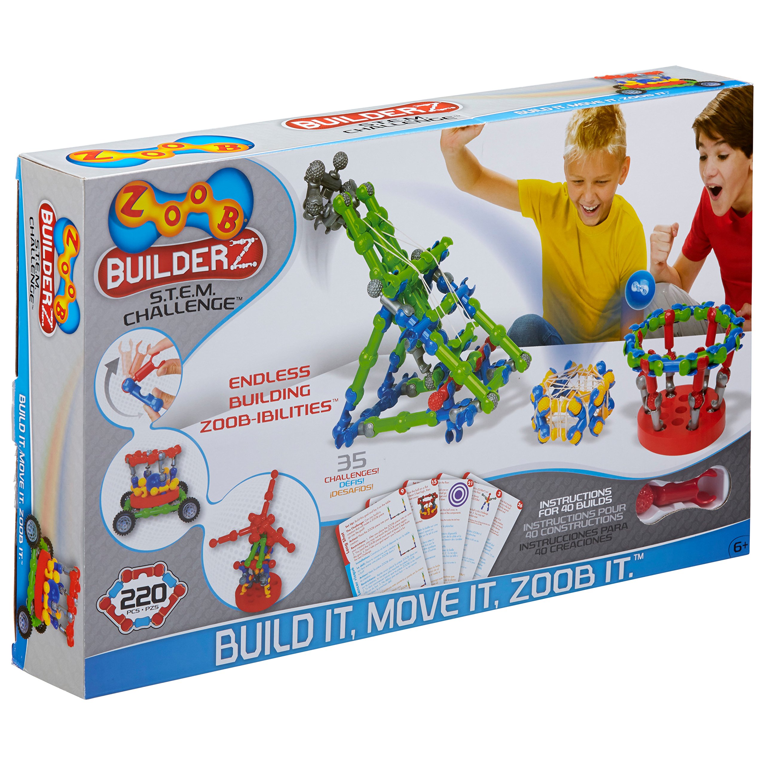 ZOOB BuilderZ S.T.E.M. Challenge Moving Building Modeling System, 220 Piece Kids Construction Set