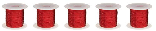 Magnet Wire, Enameled Copper Wire, 24 AWG, 1.0 Lbs, 803' Length, 0.0221" Diameter, Red