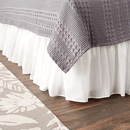 Book Cover Greenland Home Fashions Cotton Voile 18-Inch White Bed Skirt, Queen