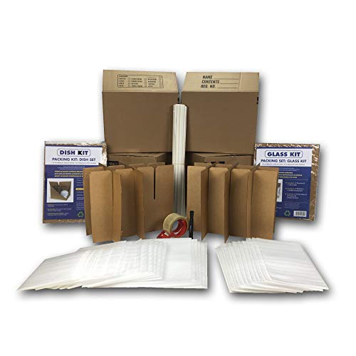 Book Cover UBOXES Kitchen Moving Box & Supplies Kit #1 4 Boxes with Dish/Glass Inserts